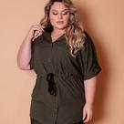 Blusa Parka Feminina Moda Plus Size Manga Curta Lançamento