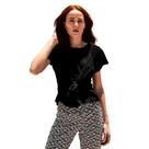 Blusa Peplum Acinturado de Crepe - Cor Preta - Tamanho P