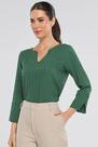 Blusa PKS Manga 7/8 Crepe Frisê Verde