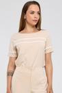 Blusa PKS Manga Curta Com Filetes Bege