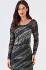 Blusa PKS Manga Tule Estampa Olive Green