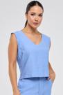 Blusa PKS Sem Manga Em Viscose Azul