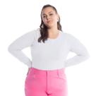 Blusa Plus Básica Manga Longa Gola Redonda Blusa Plus Básica Manga Longa Gola Redonda