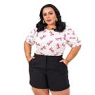 Blusa Plus Sais Feminina Plus Size Manga curta Malha Blusinha Plus Manga Princesa 2563
