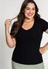 Blusa Plus Size Básica Canelada Gola V e Manga Curta - Lunender - Várias Cores Blusa Plus Size Básica Canelada Gola V e Manga Curta - Lunender - Várias Cores