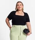 Blusa Plus Size Canelada Preta Decote Quadrado Rovitex em Ribana de Viscose Blusa Plus Size Canelada Preta Decote Quadrado Rovitex em Ribana de Viscose