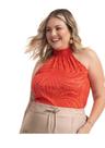 Blusa Plus Size Cavada Gola Alta Rovitex em Viscose com Elastano