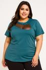 Blusa plus size com tule no decote