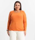 Blusa Plus Size Em Ribana Canelada Secret Glam Laranja