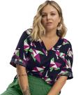 Blusa Plus Size Estampada Marinho Rovitex em Viscose com Elastano