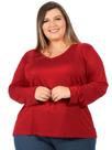 Blusa Plus Size Feminina Decote V. Manga Longa Vermelho Blusa Plus Size Feminina Decote V. Manga Longa Vermelho