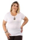 Blusa Plus Size Feminina Hit Flame Lisa Manga Curta Branca