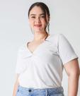 Blusa Plus Size Feminina Lurex Marisa Off White-59034