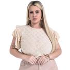 Blusa Plus Size Feminina Manga Curta 2 babadinho Lese Elastano