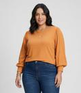 Blusa Plus Size Feminina Manga Longa Secret Glam Marrom