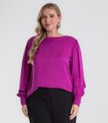 Blusa Plus Size Feminina Manga Longa Secret Glam Roxo Blusa Plus Size Feminina Manga Longa Secret Glam Roxo