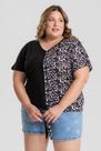 Blusa Plus Size Frente Lisa e Sublimada c/ Amarração Frontal