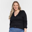 Blusa Plus Size Maelle Manga Longa Feminina