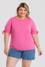 Blusa Plus Size Malha de Viscose Mangas c/ Abertura e Amarração - Serena