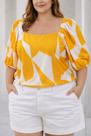 Blusa plus size manga 3/4 com decote quadrado lunender 35201