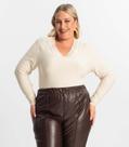Blusa Plus Size Manga Longa Feminina Secret Glam Bege