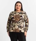 Blusa Plus Size Manga Longa Feminina Secret Glam Marrom