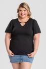 Blusa Plus Size Mangas Godê Detalhe Gota Decote c/ Corrente de Metal - Serena