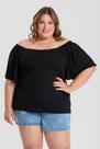 Blusa Plus Size Ombro a Ombro Detalhe Renda Decote - Serena