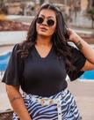 Blusa Plus Size Preta Decote V