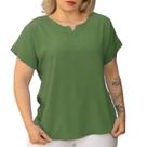 Blusa Plus Size Social Feminina Manga Curta Soltinha Tecido Viscolinho