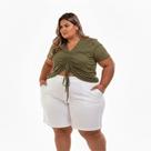 Blusa PLUS SIZE suede cropped franzida do tam 46 ao 60