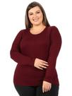 Blusa Plus Size Viscolycra Manga Longa Básica Lisa Bordo Blusa Plus Size Viscolycra Manga Longa Básica Lisa Bordo