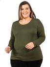 Blusa Plus Size Viscolycra Manga Longa Básica Lisa Militar
