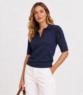 Blusa Polo Feminina Tricot Select Azul