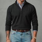 Blusa Polo Meio Zíper Masculino Manga Longa 100 Poliéster Outono Inverno Diversas Cores
