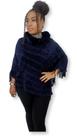 Blusa Poncho Gola Alta Felpuda com ponta Moda Feminina