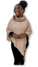 Blusa Poncho Gola Alta Felpuda com ponta Moda Feminina