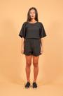 Blusa Preta Curta Decote Canoa