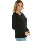 Blusa Preta manga longa segunda pele gola careca