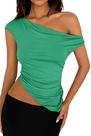 Blusa PRETTYGARDEN 2025 Verão Ombro a Ombro com Franzidos Tamanho S Blusa PRETTYGARDEN 2025 Verão Ombro a Ombro com Franzidos Tamanho S
