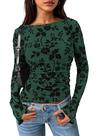 Blusa PRETTYGARDEN de Manga Longa em Tule Floral com Franzidos XXL Blusa PRETTYGARDEN de Manga Longa em Tule Floral com Franzidos XXL