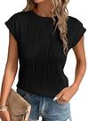 Blusa PRETTYGARDEN Manga Curta Texturizada Preta XL