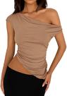 Blusa PRETTYGARDEN Verão 2025 Ombro a Ombro Franzida XL