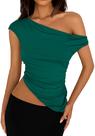 Blusa PRETTYGARDEN Verão 2025 Ombro a Ombro Franzida XL