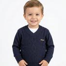 Blusa Quadriculada Tricô Kids Losangos Azul Marinho