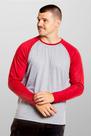 Blusa Raglan Manga Longa Cinza Mescla com Vermelha 100% Poliéster - Tamanho e Estilo Variados
