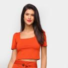 Blusa Recoletta Cropped Decote Quadrado Feminina