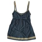 Blusa recortada MANGMAO Emo Coquette com estampa de chita bege marinho