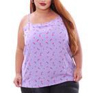 Blusa Regata Básica Plus Size Viscose Estampa Floral