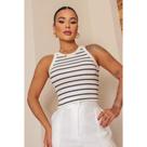 Blusa Regata Canelada Nadador Feminina Listrada Ribana Blusinha Tendência
